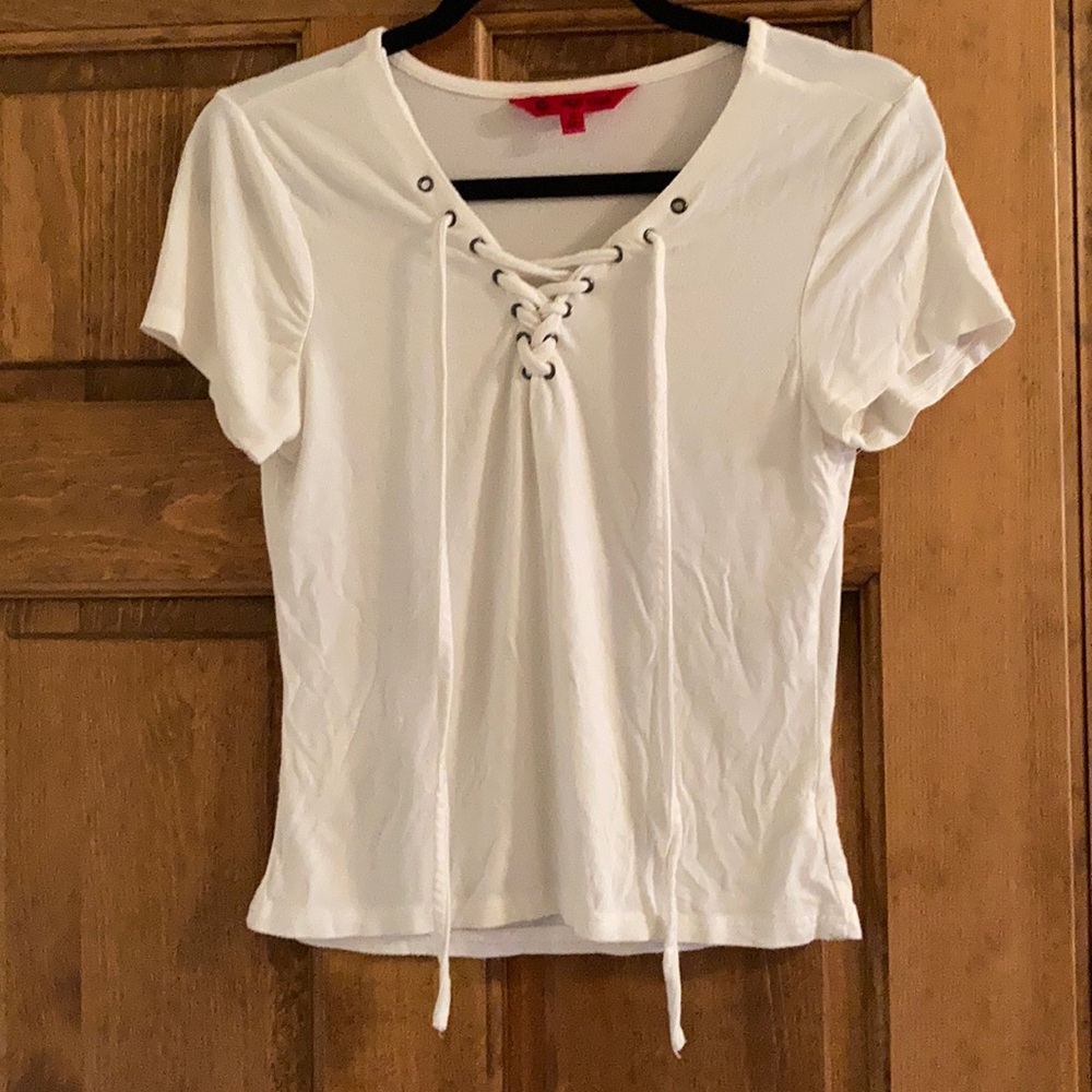 Women’s white tie-front shirt, sz. M